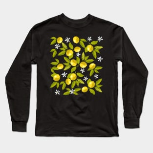 Pattern of lemons with flowers Long Sleeve T-Shirt